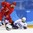 GANGNEUNG, SOUTH KOREA - FEBRUARY 17: Ivan Telegin #7 of the Olympic Athletes of Russia gets tangled up with USA's Noah Wech #5 during preliminary round action at the PyeongChang 2018 Olympic Winter Games. (Photo by Andre Ringuette/HHOF-IIHF Images)

